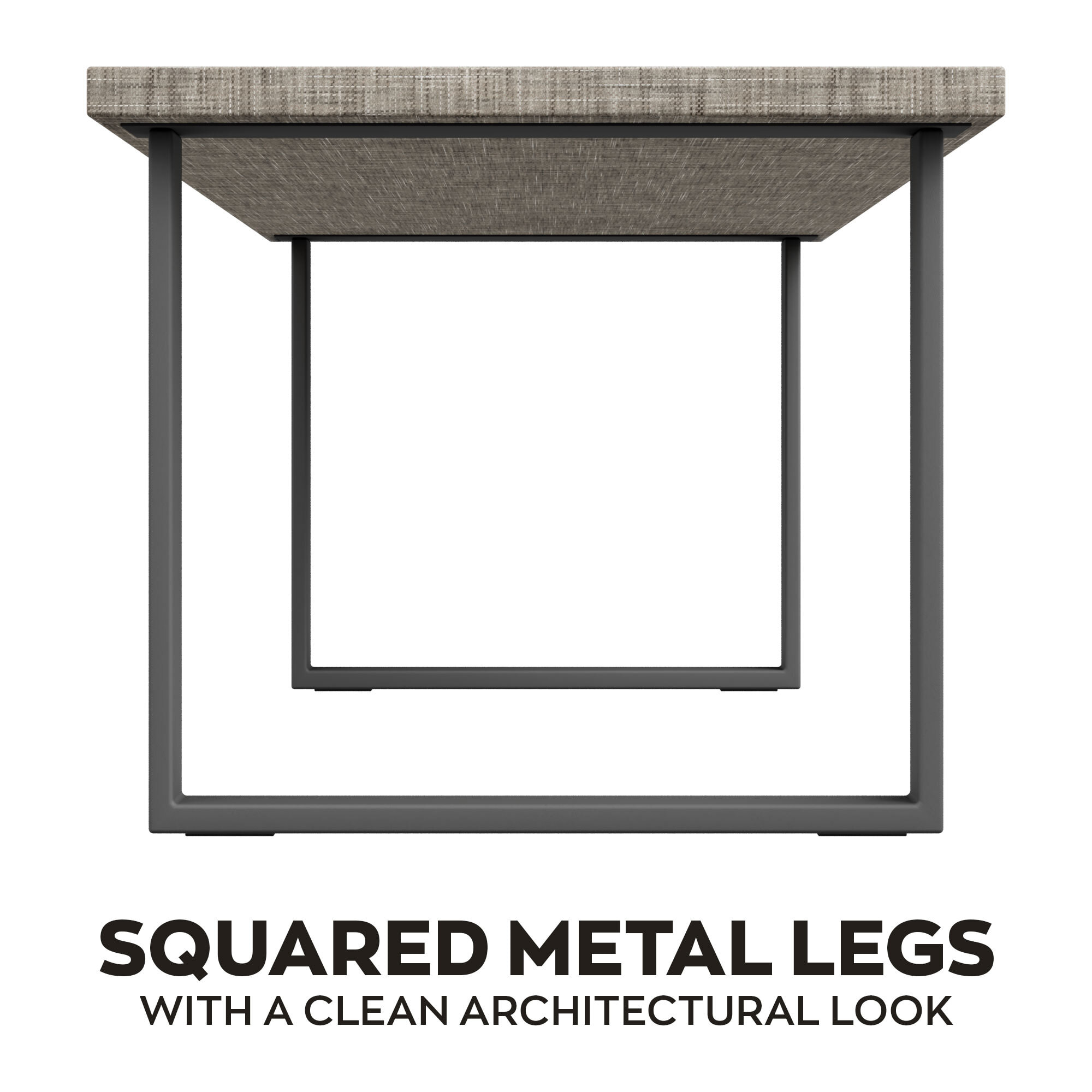 Tavolo da pranzo in legno e metallo con piedi squared neri 160x90 cm Grigio Testurizzato