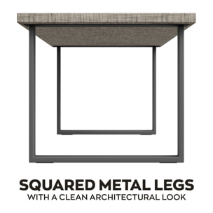 Tavolo da pranzo in legno e metallo con piedi squared neri 160x90 cm Grigio Testurizzato