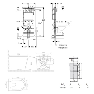 Duofix pack WC bâti-support + WC suspendu sans bride Ceramia avec abattant SoftClose + plaque (GEBCE14BMT02-FR)