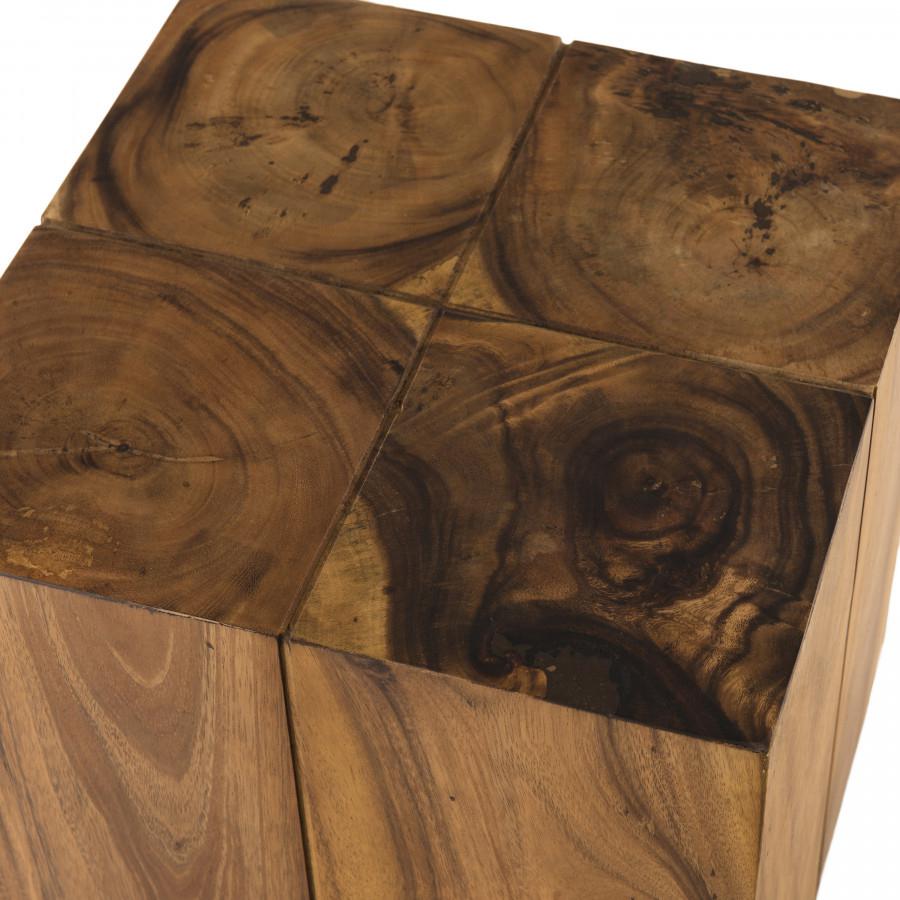SUZY - Table d'appoint carrée 38x38cm bois Suar piètement noir