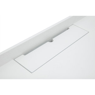 Bureau scandinave blanc et bois clair avec rangements 2 tiroirs L100 cm HALLEN