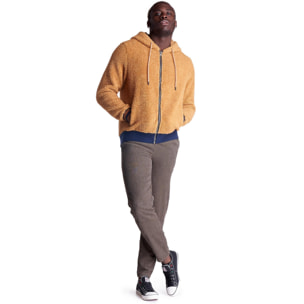 Chaqueta sherpa con capucha en tonos tierra para hombre