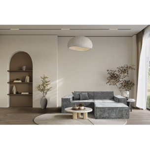 Canapé droit modulable avec ottoman en tissu texturé "Lusso" - 3 places - Gris