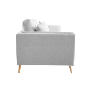 Canapé scandinave 3 places en tissu gris clair et bois clair VOGUE