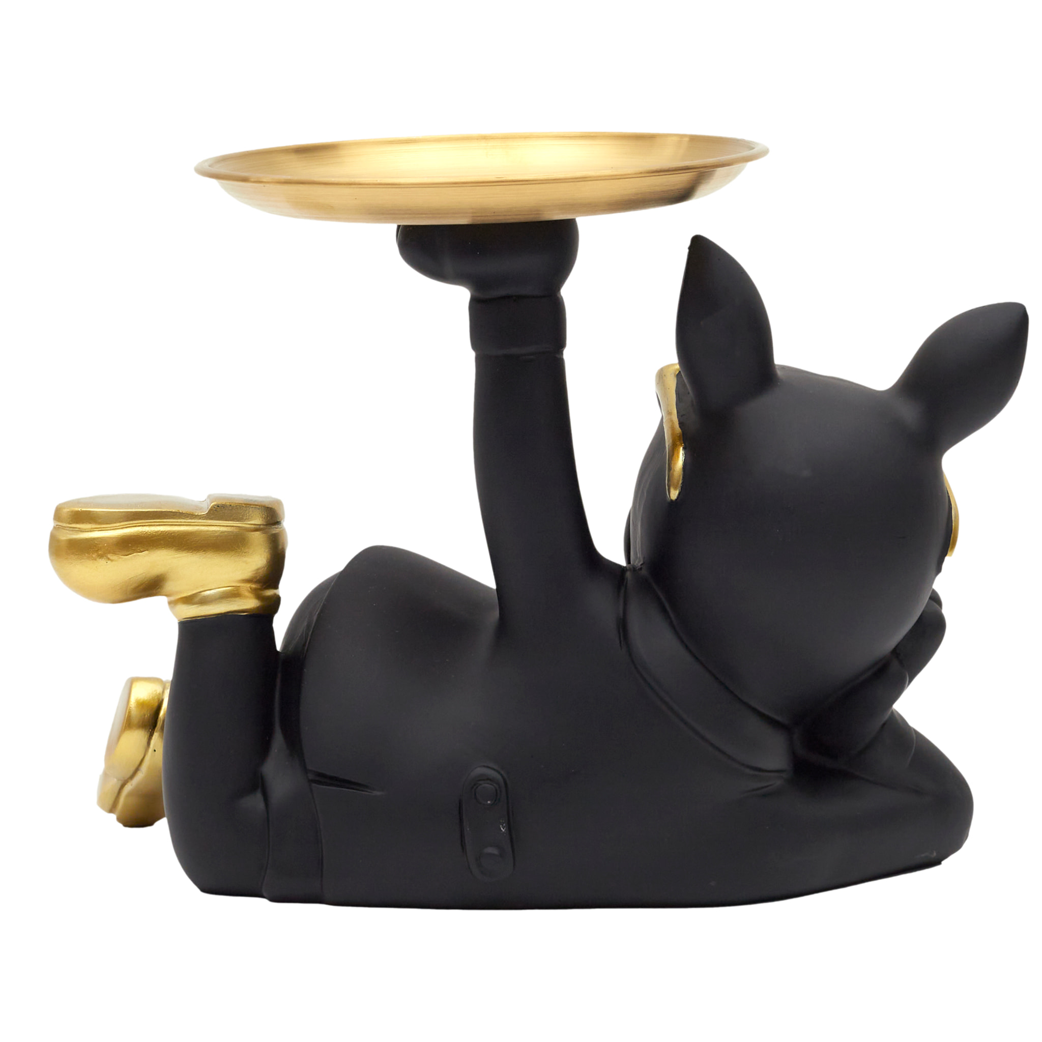 Statue Bulldog Noir Vide Poche