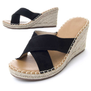 Sandalias de Cuña - Negro - Altura: 7 cm