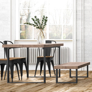 Banco de madera con patas metálicas en negro y roble honey 120x34 cm Loft Roble Honey - Negro