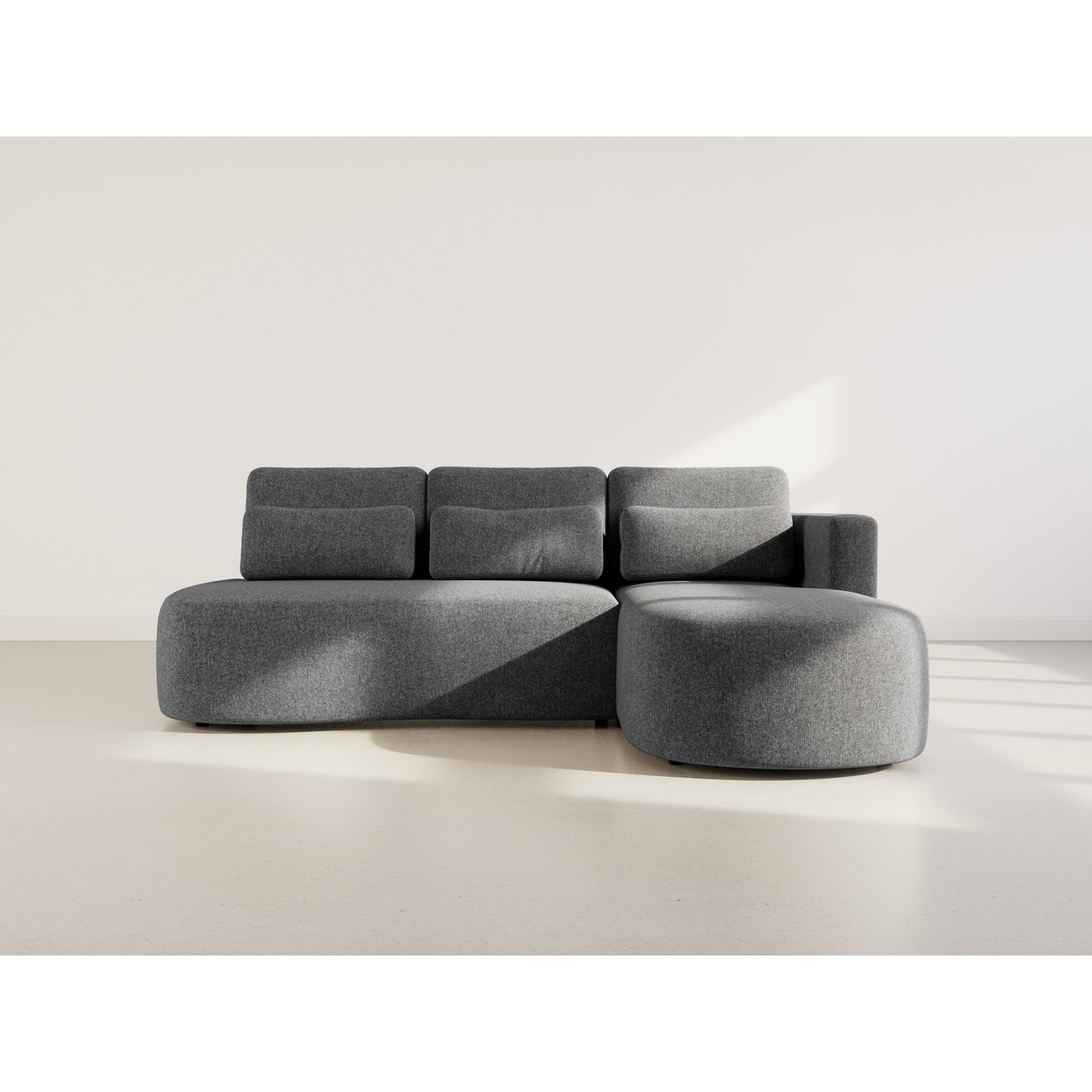 Mahina - canapé d'angle droit 4 places convertible avec coffre en tissu texturé - Gris Anthracite