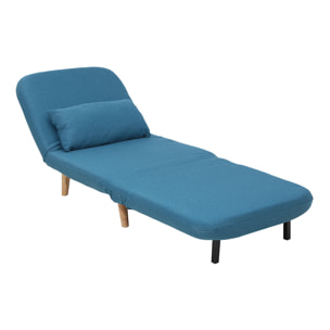 Fauteuil scandinave convertible en tissu bleu canard AMIKO