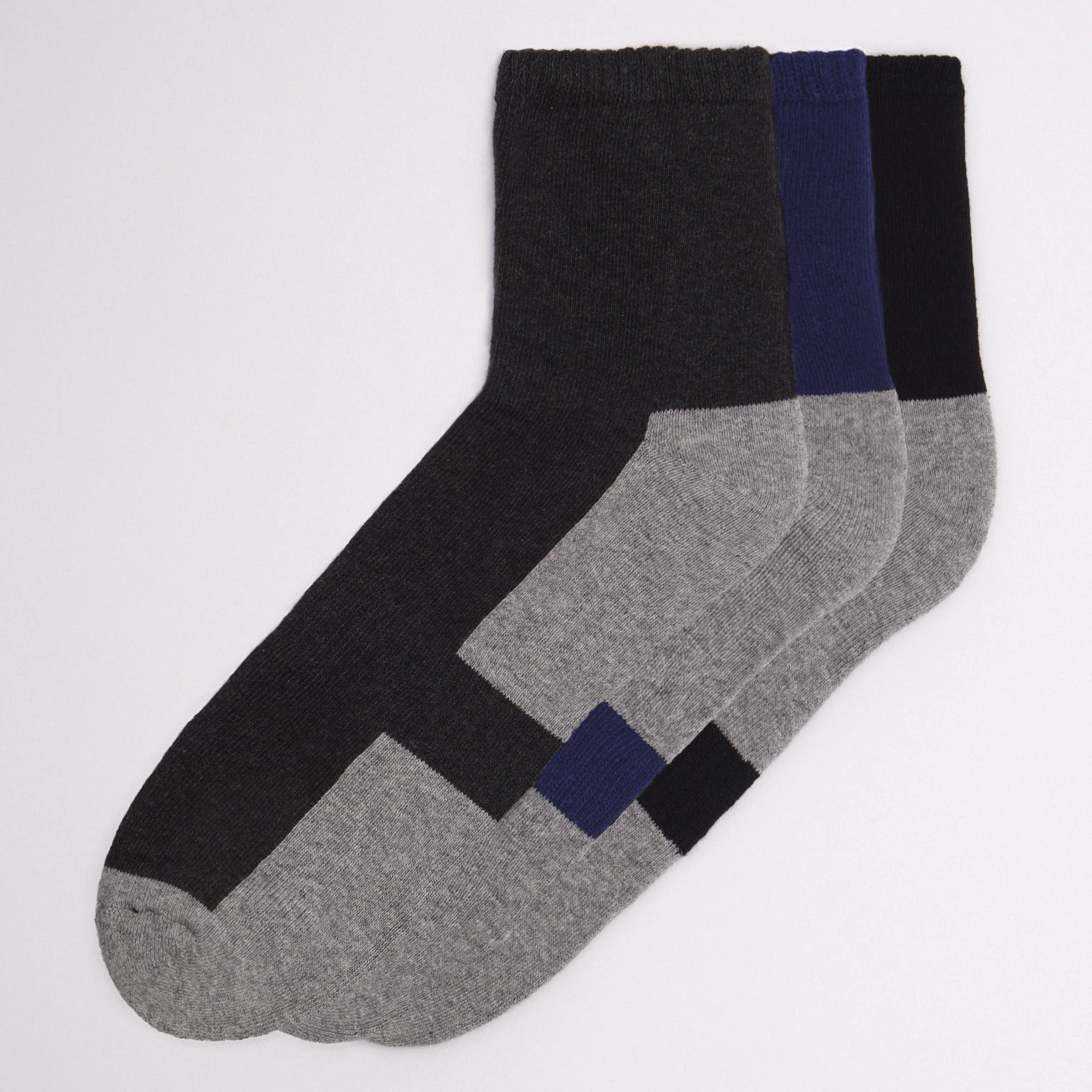 Confezione da 3 calzini sportivi in spugna grigi e neri