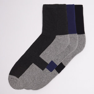 Confezione da 3 calzini sportivi in spugna grigi e neri