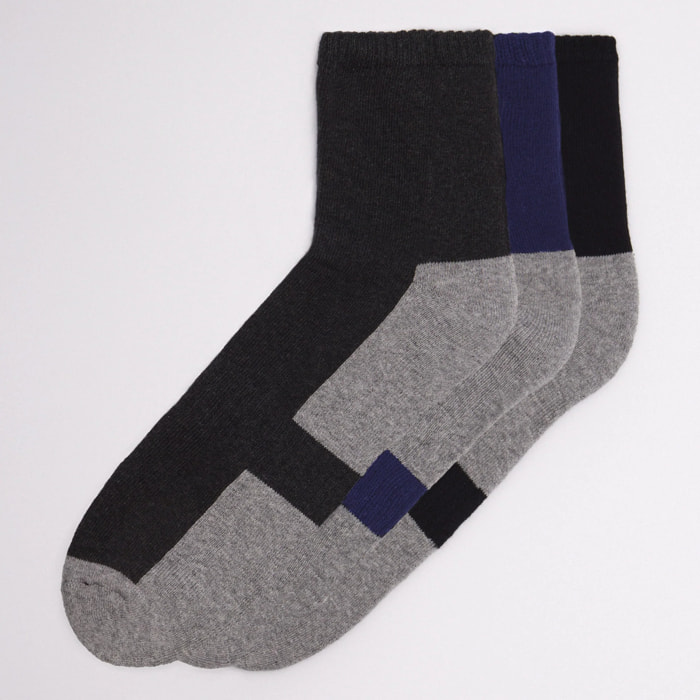 Confezione da 3 calzini sportivi in spugna grigi e neri