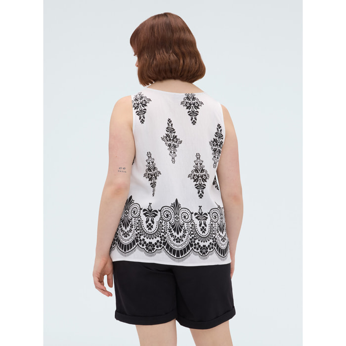 Fiorella Rubino - Top in viscosa con stampa - Bianco