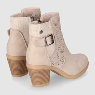 Botines - Beig - Tacón: 6 cm