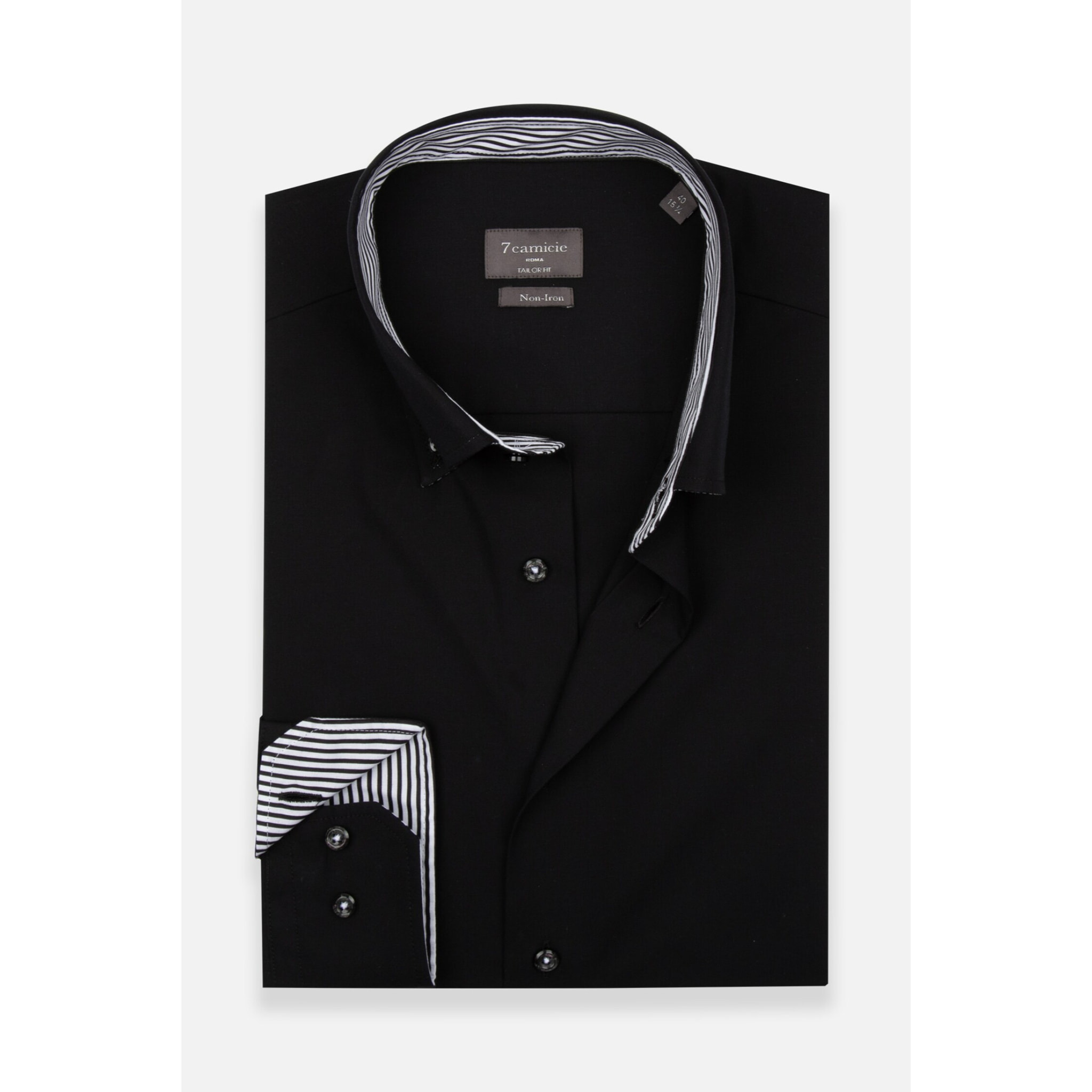 Camicia Uomo Botton Down Taylor Fit Popeline No Iron Unito Nero