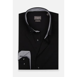 Camicia Uomo Botton Down Taylor Fit Popeline No Iron Unito Nero