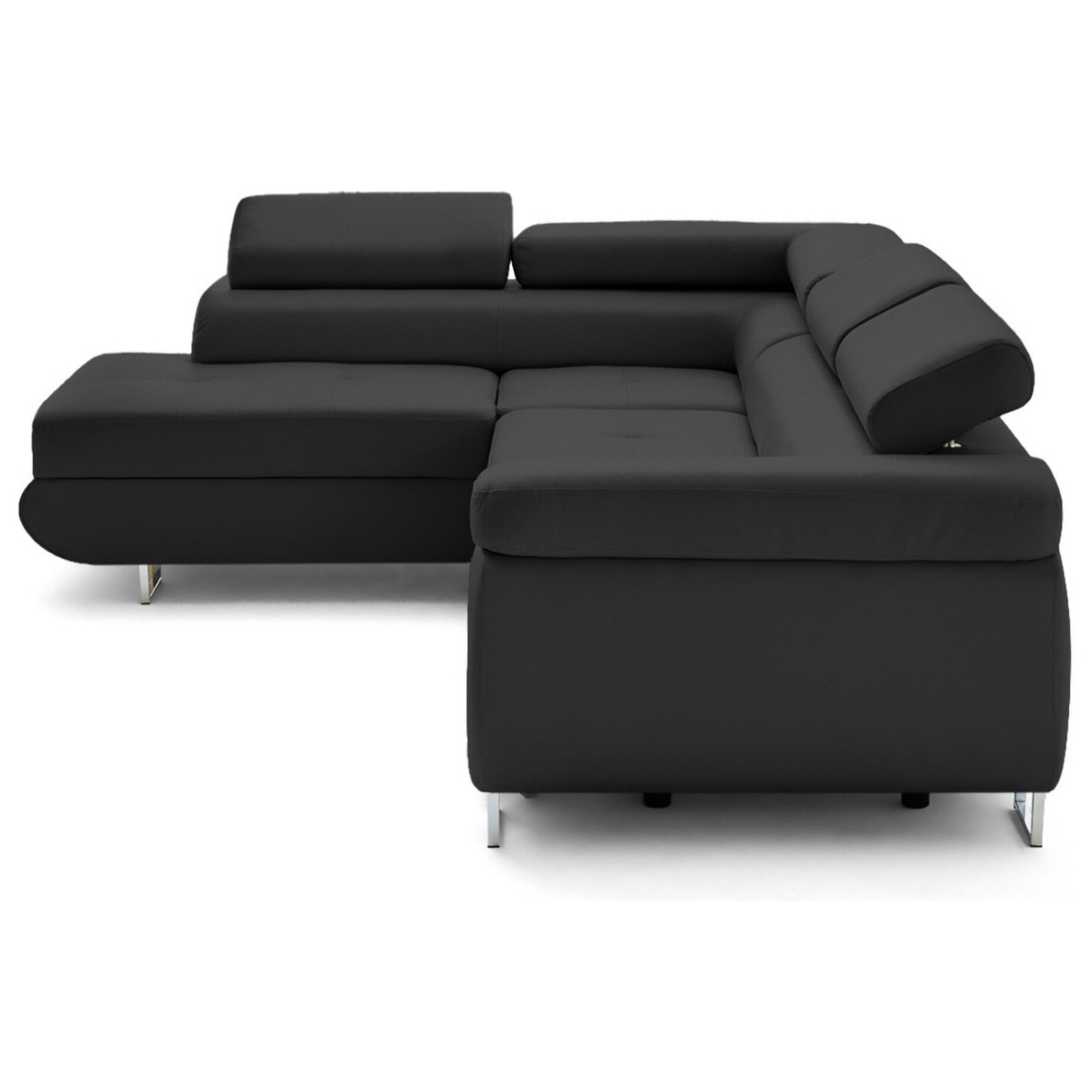 Zaria - canapé d'angle gauche 5 places convertible avec coffre et têtières en simili - Gris Anthracite