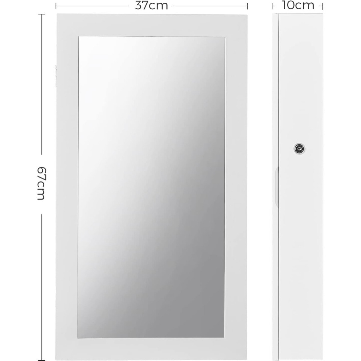 Specchiera portagioie a parete JBC51W in MDF bianco