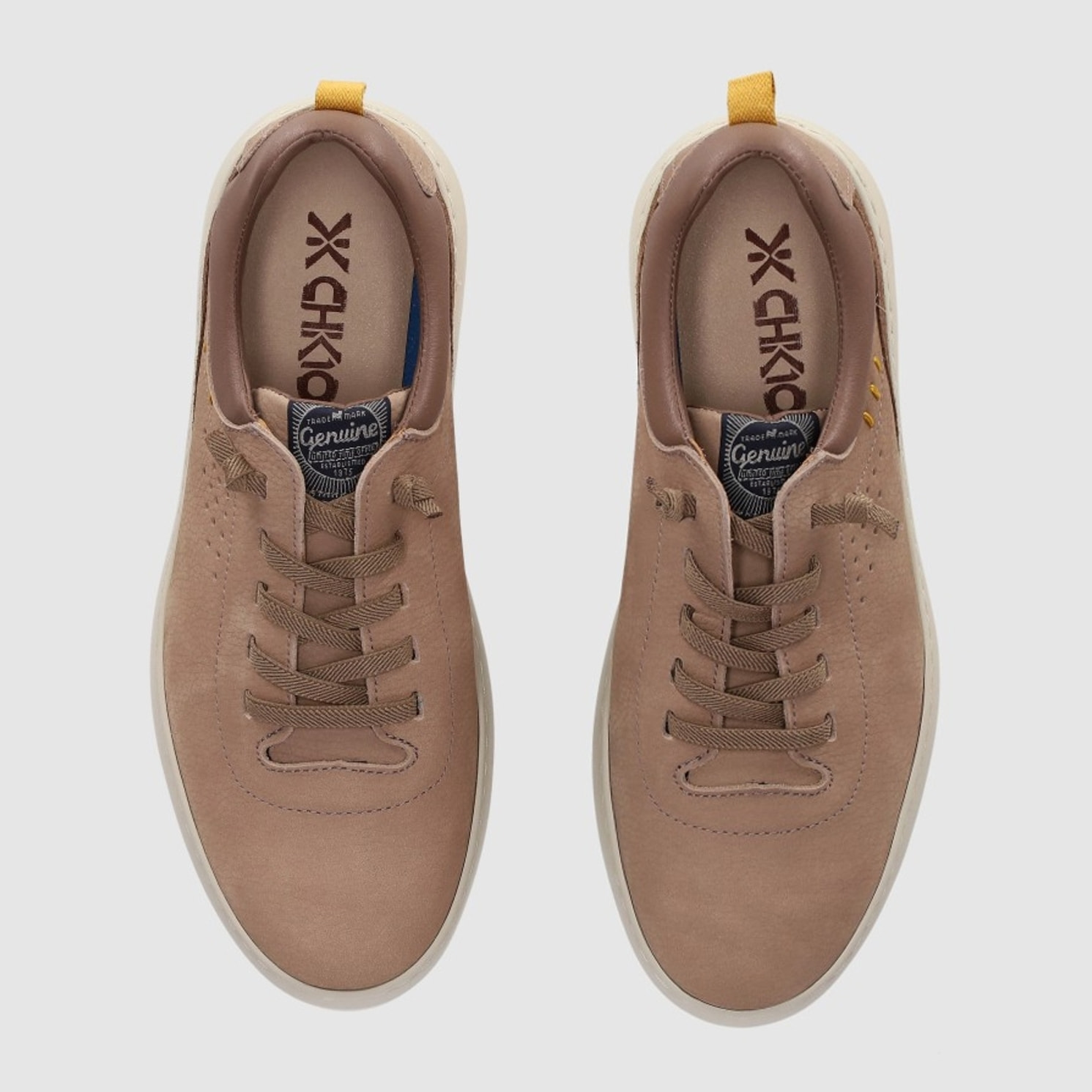 Zapatos de Piel - Taupe - Tacón: Bajo