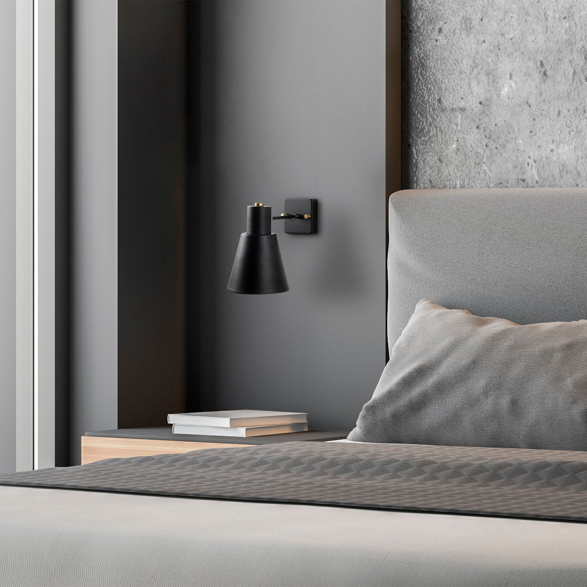 Aplique de pared, metal , negro, 14x24x21, casquillo E27 Max 40 W