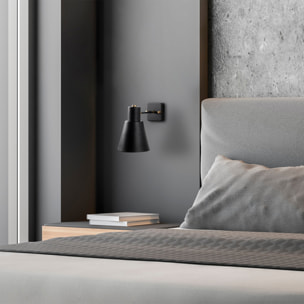 Aplique de pared, metal , negro, 14x24x21, casquillo E27 Max 40 W