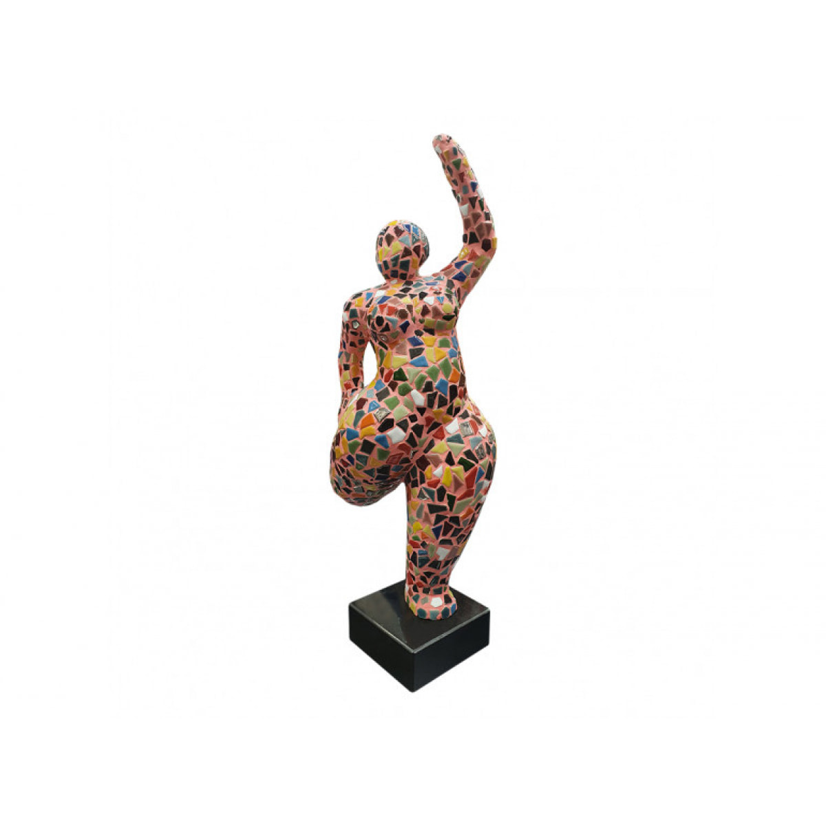 Statue femme multicolore mosaïque en résine H60cm - MOSAIK