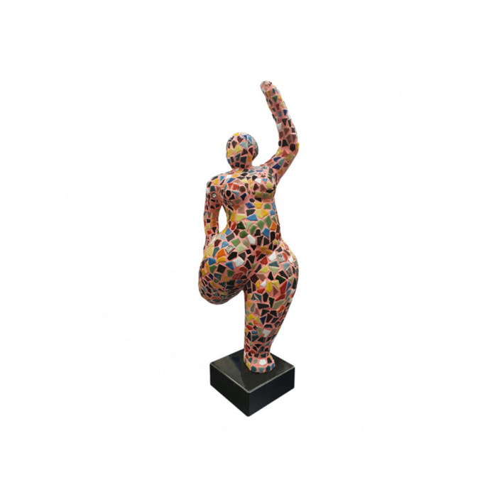 Statue femme multicolore mosaïque en résine H60cm - MOSAIK