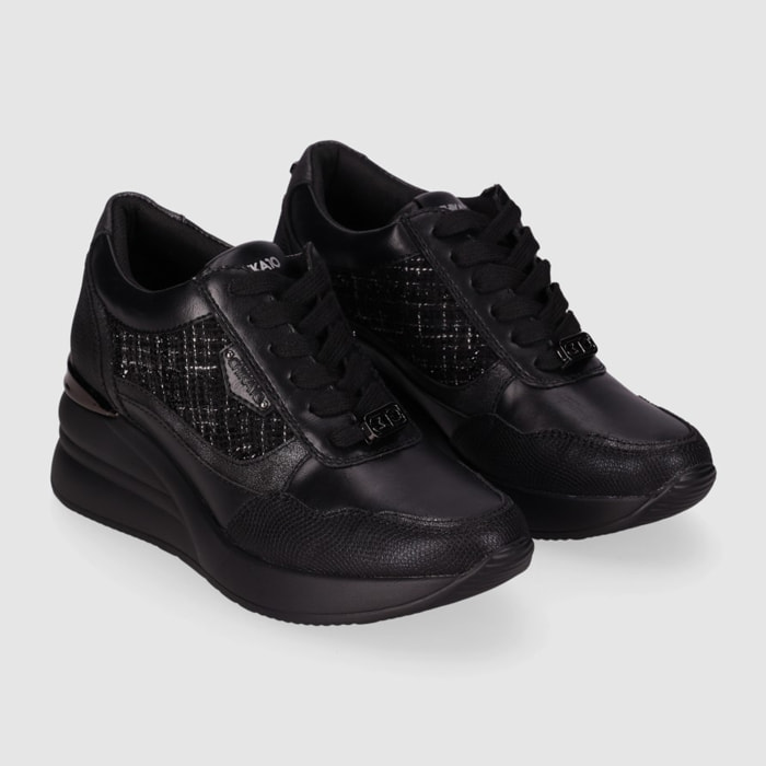 Deportivos de Piel Sintética - Negro - Tacón: 6 cm