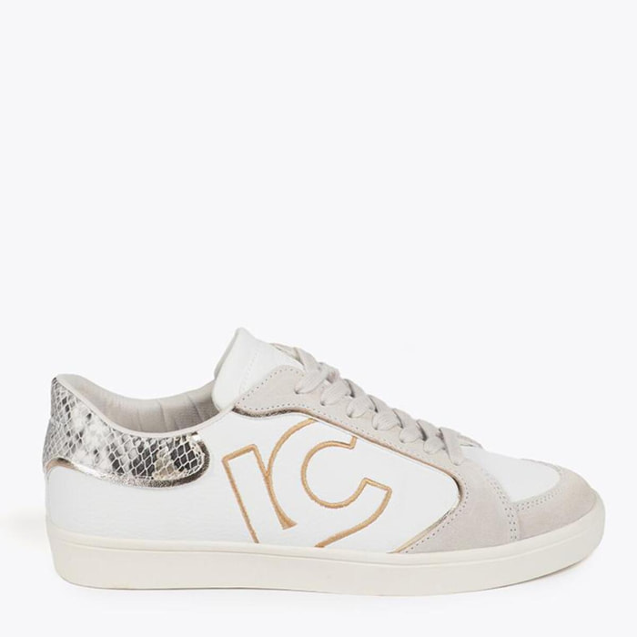 Sneakers con Dettagli Effetto Serpente e Pelle