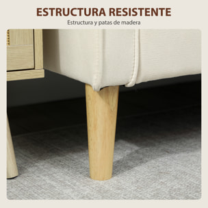 Sofá de 2 Plazas con Espacio de Almacenamiento, Sofá Moderno de Terciopelo con Patas de Madera, Respaldo Capitoné, para Salón, Dormitorio, Oficina, 117x62x78 cm, Crema
