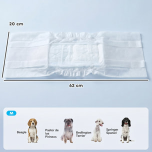 Pañales Desechables para Perros Machos, 48 Unidades, Súper Absorbentes, Antifugas, Pañales Sanitarios para Cachorros, Talla M, 45-64 cm de Cintura