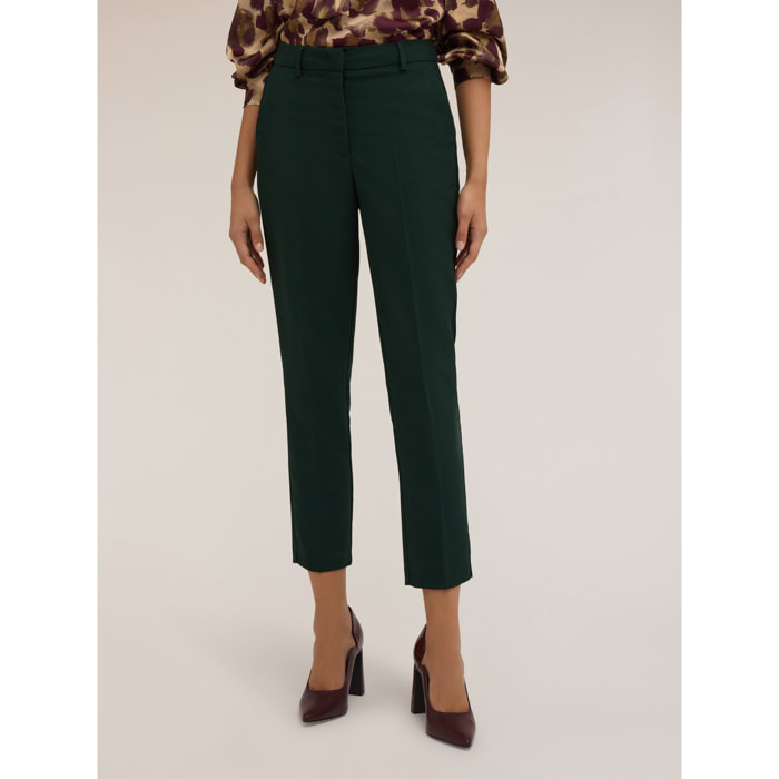 Motivi - Pantalones regulares con pliegue planchado - Verde