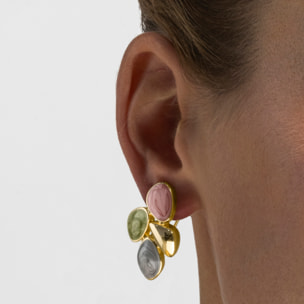 Pendientes con Lacado Multicolor acabado oro 18k