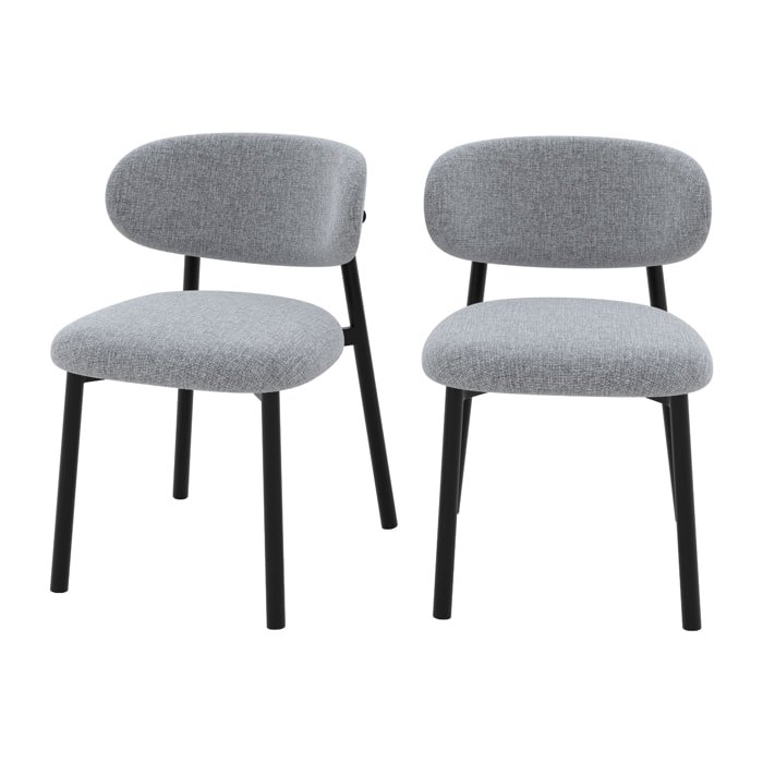 Chaise Nao en tissu gris foncé chiné (lot de 2)