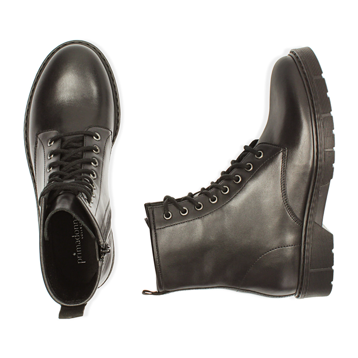 Anfibi neri in pelle con gambale basso