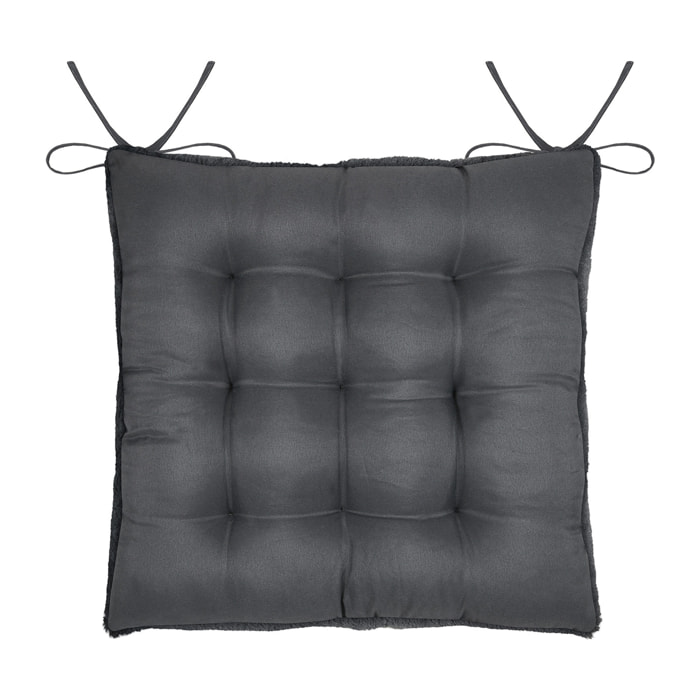 Galette de chaise imitation fourrure - Noir