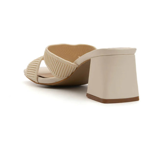 Sabot cross-strap in tessuto - BEIGE