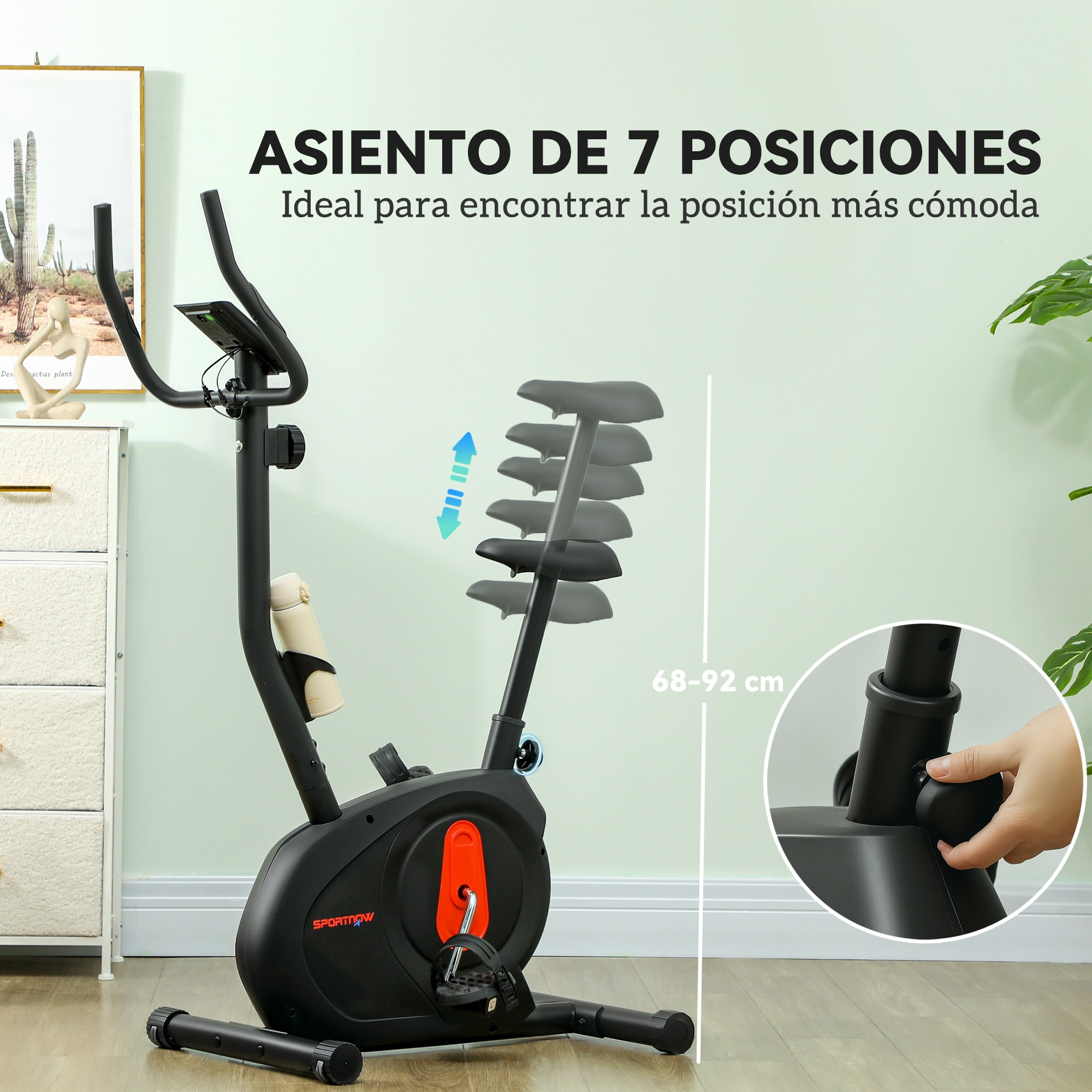 Bicicleta Estática en Casa con Resistencia Magnética Ajustable Bici Estática Silenciosa con Volante Sensor de Frecuencia Asiento Regulable Pantalla LCD y Soporte de Teléfono Carga 100 kg