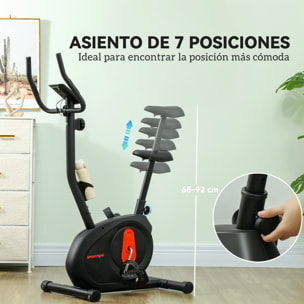 Bicicleta Estática en Casa con Resistencia Magnética Ajustable Bici Estática Silenciosa con Volante Sensor de Frecuencia Asiento Regulable Pantalla LCD y Soporte de Teléfono Carga 100 kg