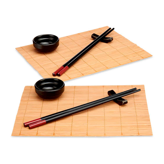 SET SUSHI CERAMICA Y BAMBU 8 PIEZAS