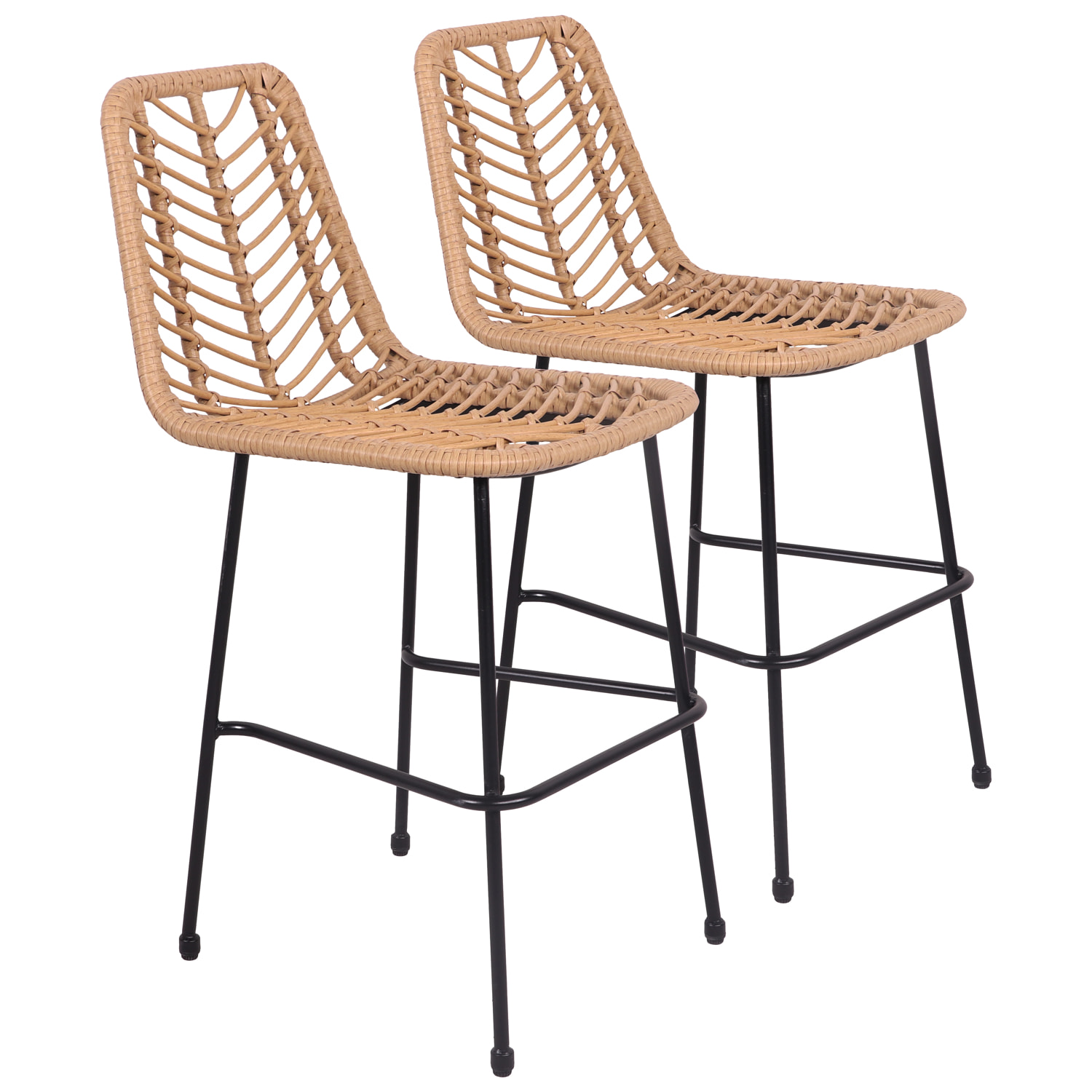 Lot de 2 tabourets de bar en rotin synthétique OKA