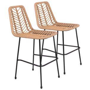 Lot de 2 tabourets de bar en rotin synthétique OKA