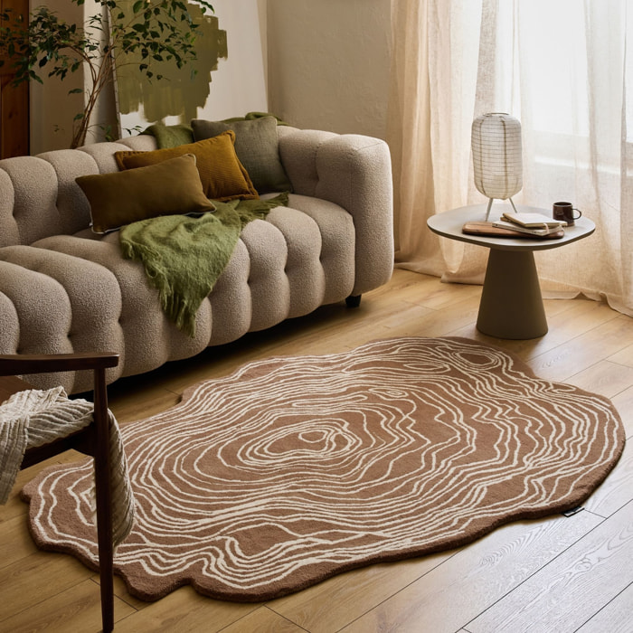 PANTONE - Tapis en laine fait main CEDRE BLANC à motif marron