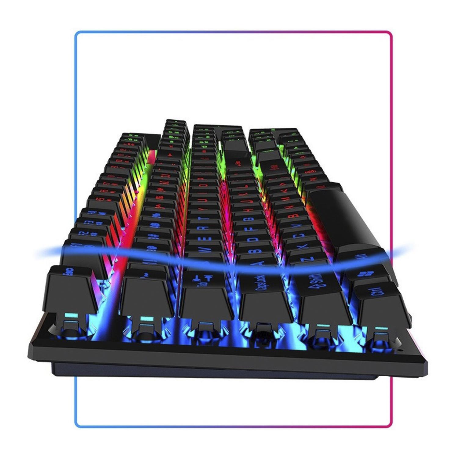 DAM Teclado gaming TX30 con luces RGB. 44,5x3x14 Cm. Color: Negro