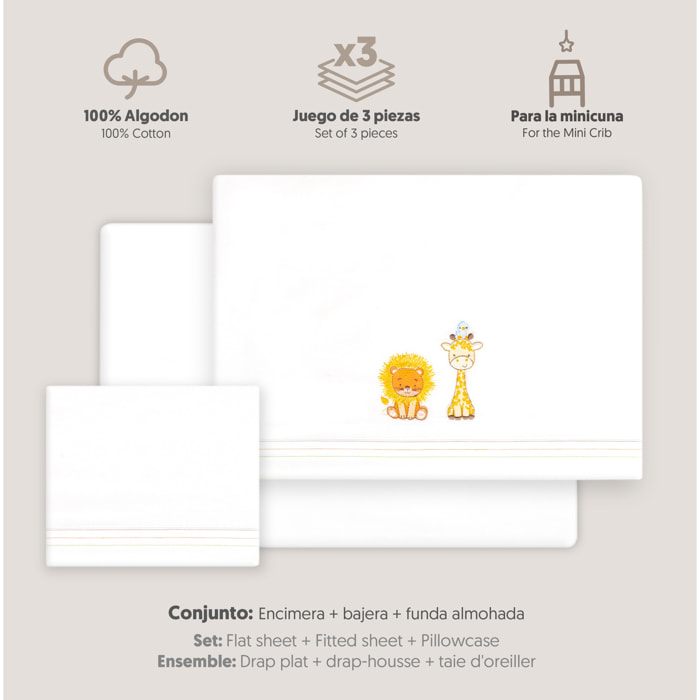 Triptico Minicuna Leon Jirafa Pajarito Blanco
