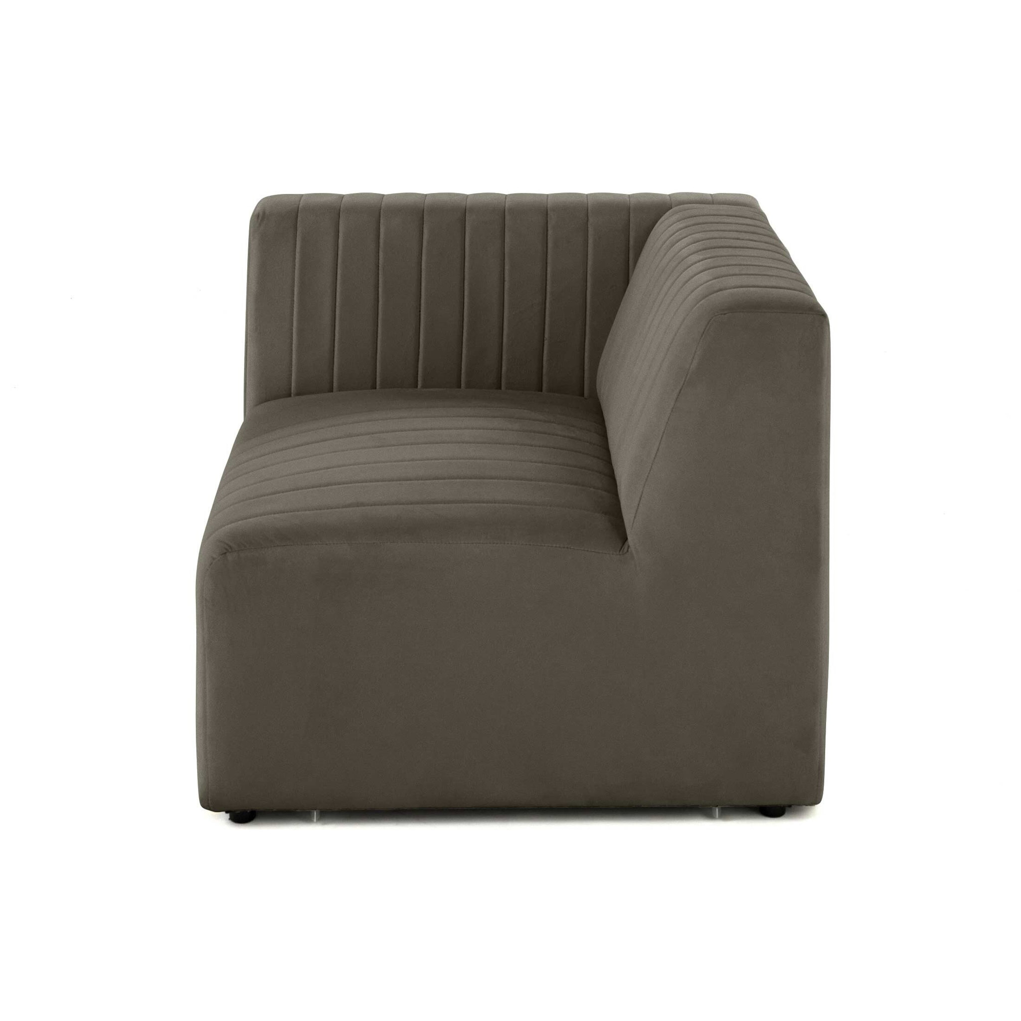 Nova - module d'assise gauche - en velours - Gris