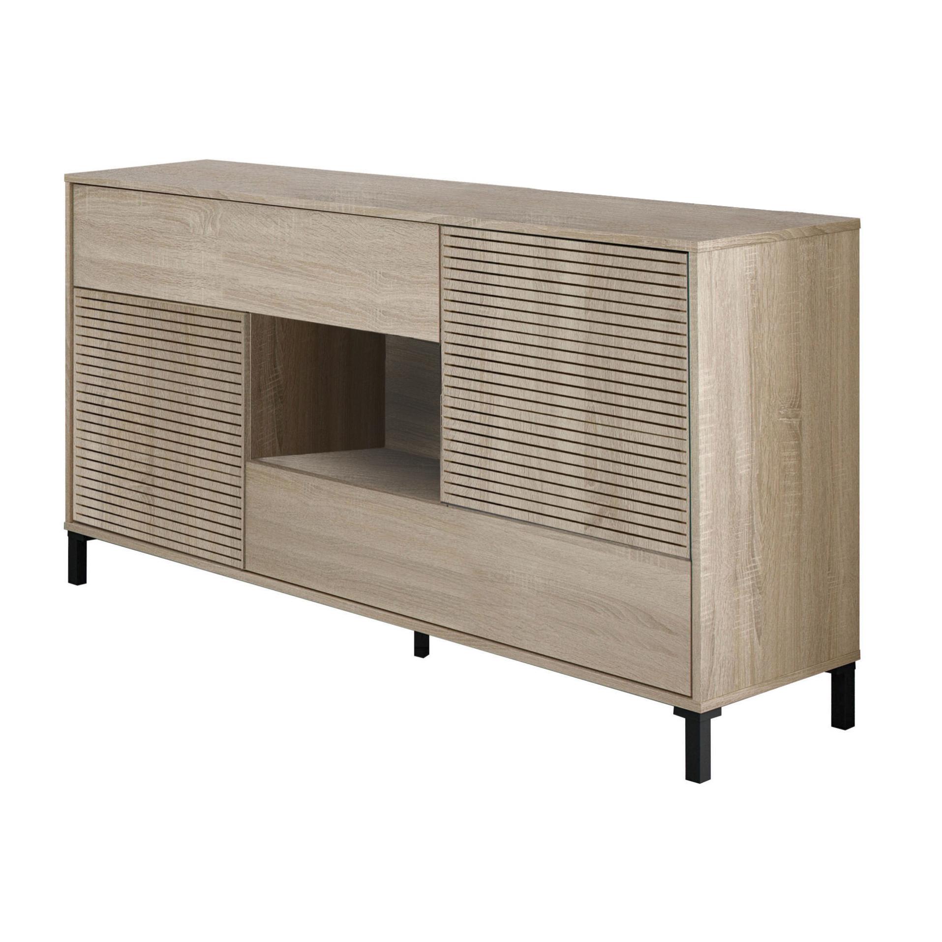 Credenza Waco, Madia moderna a 2 ante, Buffet da soggiorno, Mobile porta TV, Madia con piedini per salotto, cm 151x41h80, Rovere