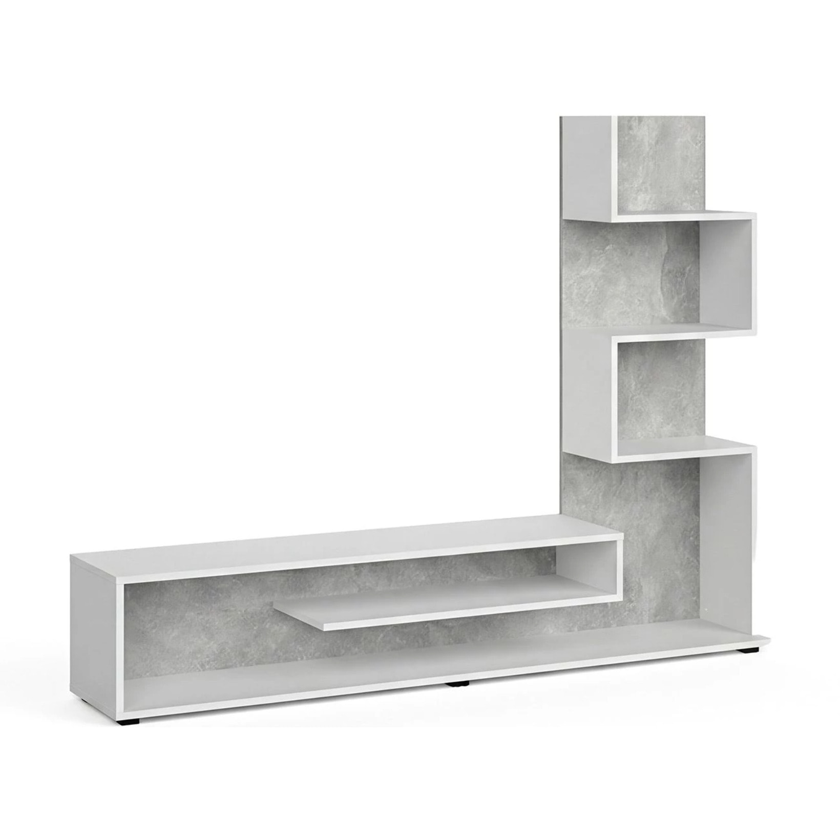 Mueble de salón Moobi en color blanco artik microcemento y medidas 160 x 124 cm Blanco Artik (Blanco Mate) - Microcemento