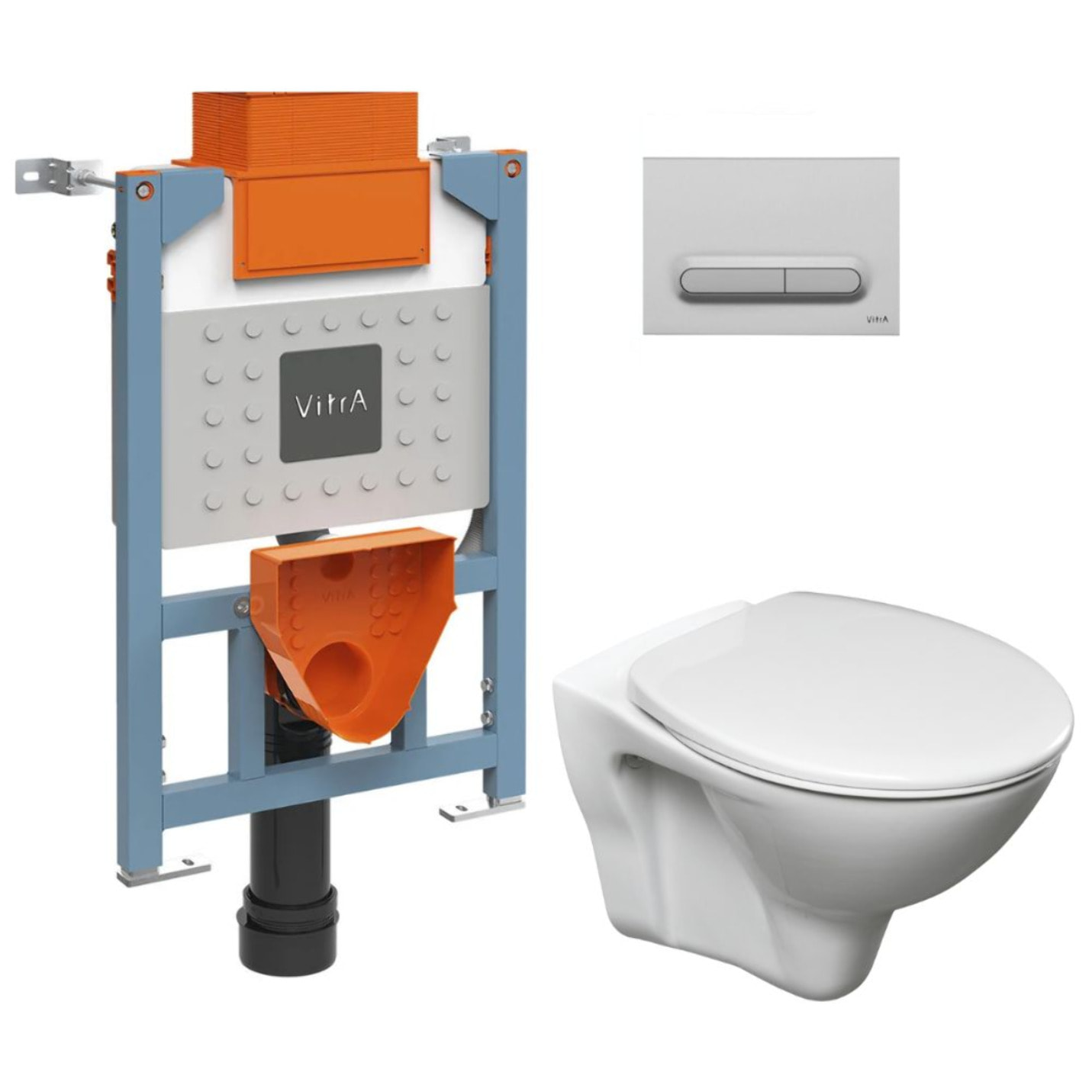 Bâti support 82cm + WC suspendu Jika Neo + Abattant  + Plaque Chrome mat (VUNI82S-LINEPRO-5)