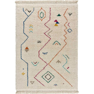 YEBEL Alfombra shaggy étnica blanco, varias medidas disponibles.